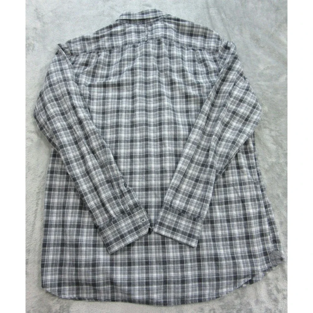 Banana Republic Shirt Mens Large 16-16.5 Button Down Long Slv Shirt Plaid Gray